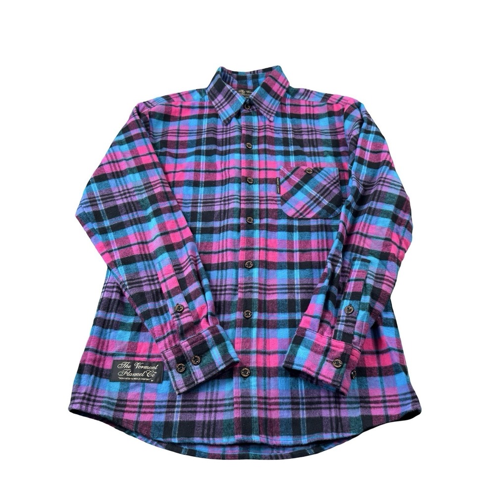 The Vermont Flannel Co.Pink Blue Checked Mens L/S Button Front Size Small